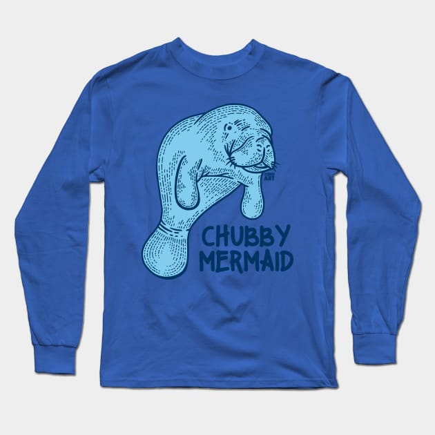 CHUBBY MERMAID Long Sleeve T-Shirt by toddgoldmanart